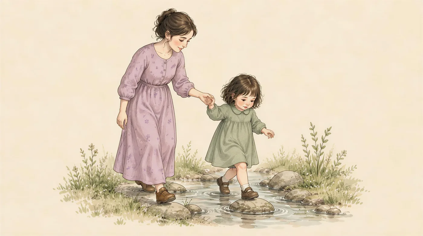 Dospělá žena je nablízku dítěti u vody